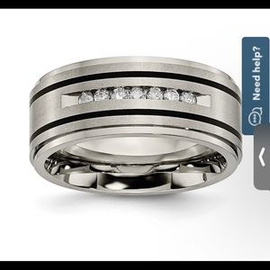 Mens titanium ring with diamonds
